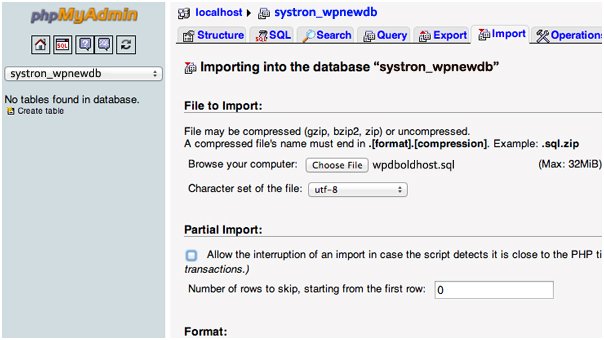 Import WordPress Database