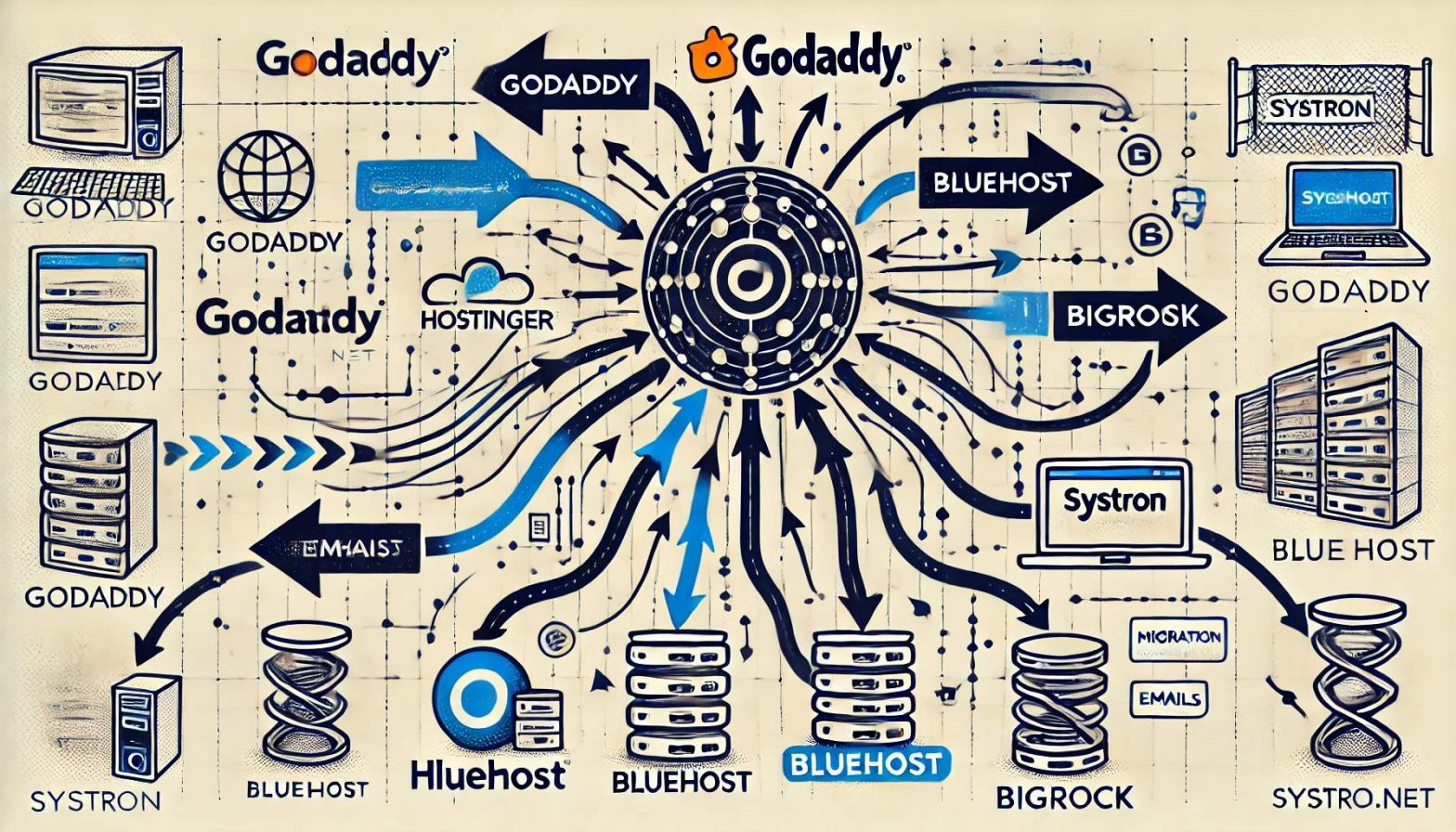 How to Transfer Your Website, Domain, and Email Accounts from GoDaddy, Hostinger, BlueHost, and BigRock to Systron.net