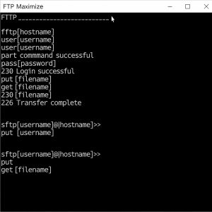 command prompt with FTP/SFTP commands