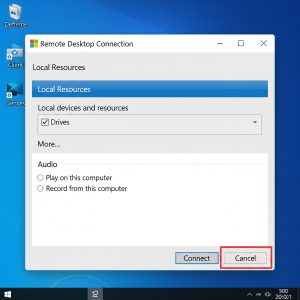 Remote Desktop Connection settings with local drives shared